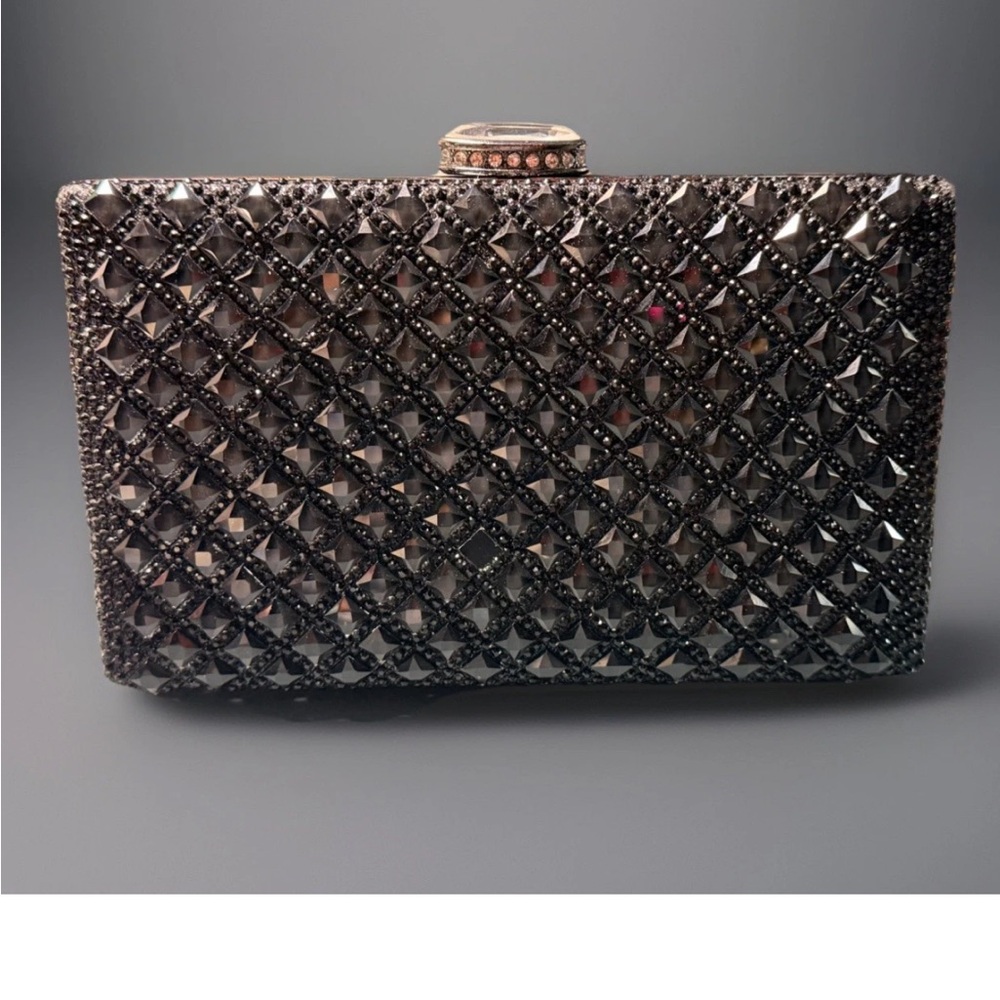 Black Crystal Embellished Evening Clutch